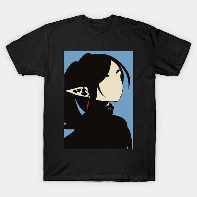 A design featuring Frieren the elf girl character as Frieren the Slayer in minimalist silhouette style from Sousou no Frieren Frieren Beyond Journeys End or Frieren at Funeral anime fall 2023 SNF65 T-Shirt by Animangapoi